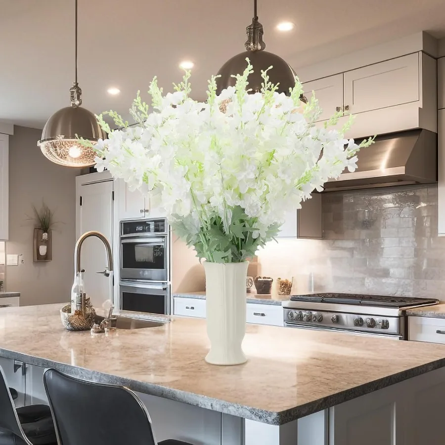 50 peças flor artificial delphinium 35.4 ''longo larkspur haste falsa flores de seda falsa em massa para vasos altos arranjos florais hom