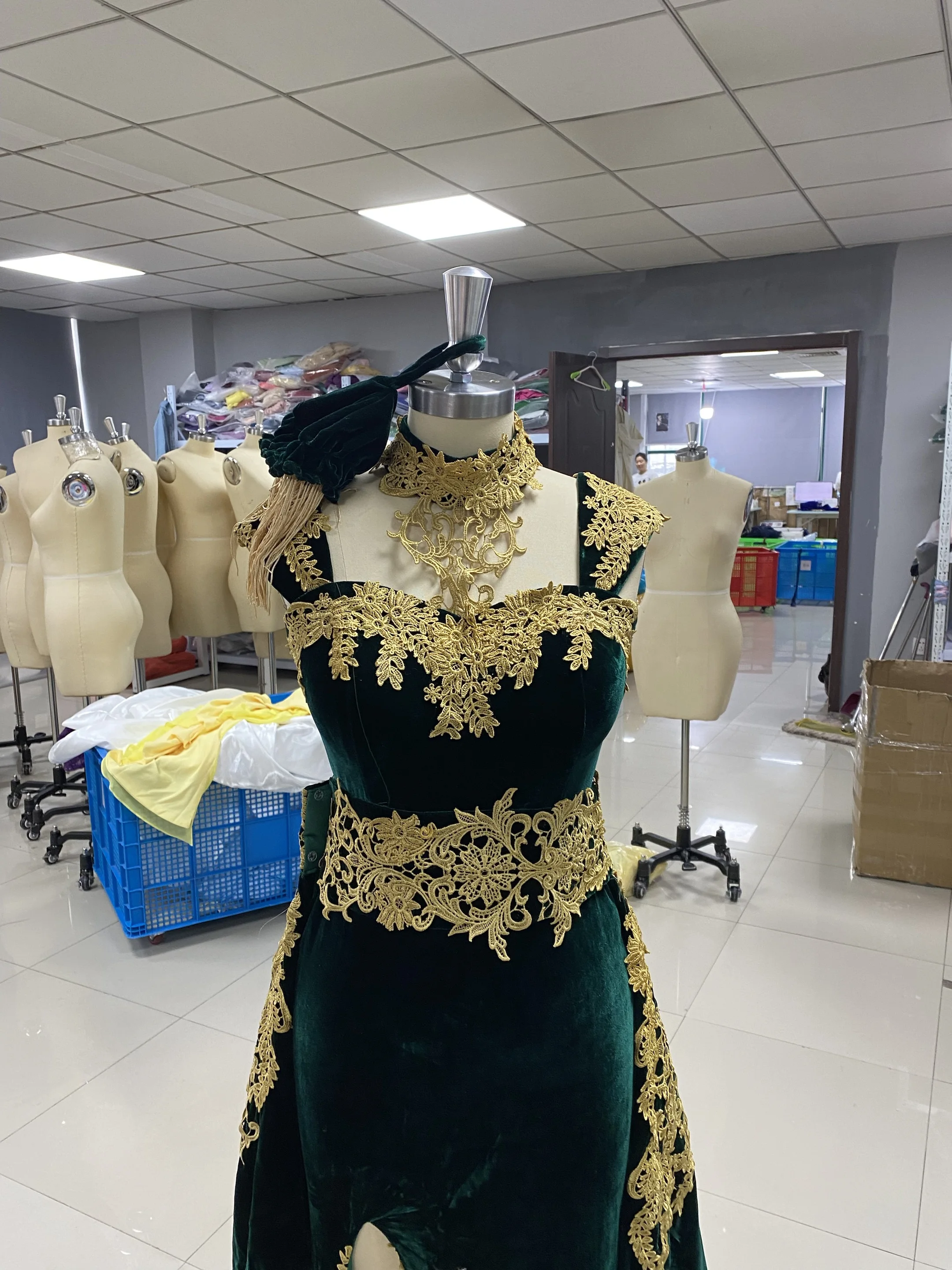Eightale Arabic Evening Dress with Detachable Skirt Two Pieces Green Morocco Kaftan Customized High Neck Velvet Prom Party Gown
