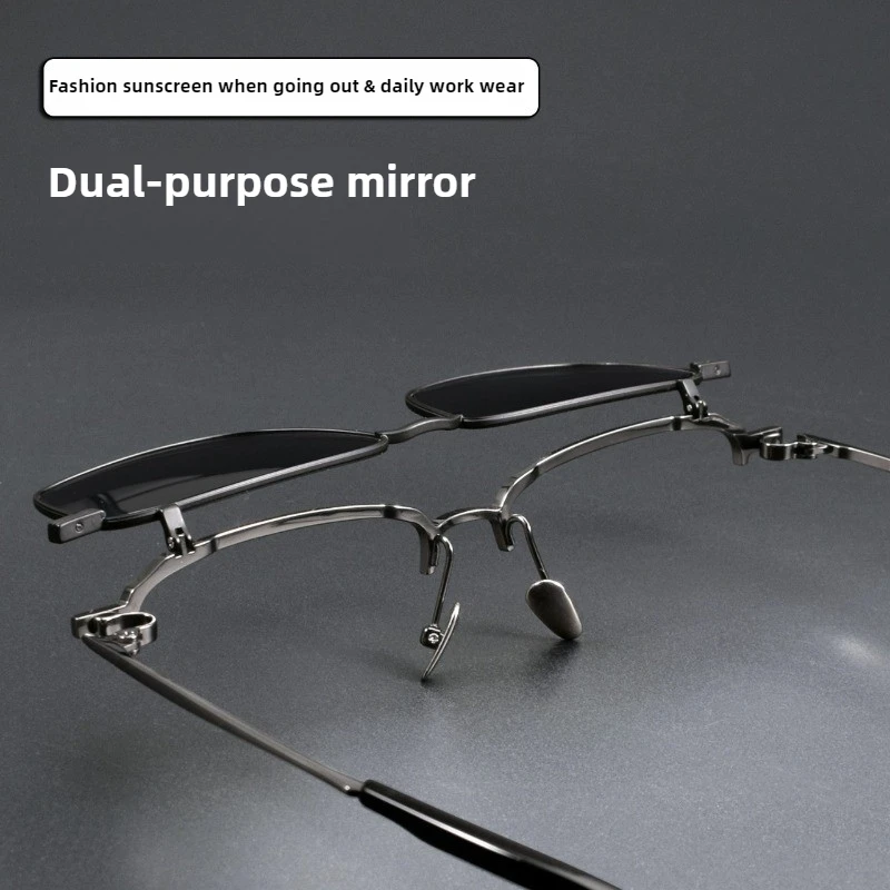 Nowe Technologiczne Okulary Przeciwsłoneczne Męskie z Czystego Tytanu, Górne Otwierane Oprawki, Polaryzacyjne, Ekskluzywne Modne Kwadratowe Okulary Vintage z Ochroną UV