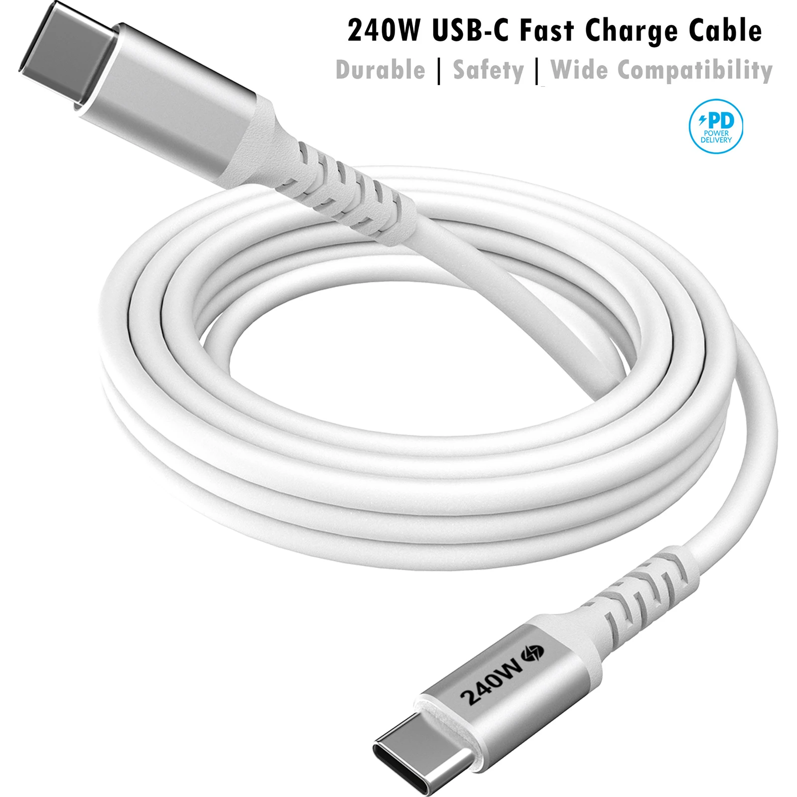240W USB C to Type C White Cable PD3.1 Fast Charge Cable Type-C Cord Wire for iPhone 17 16 15 Pro Max MacBook Samsung S24 S23