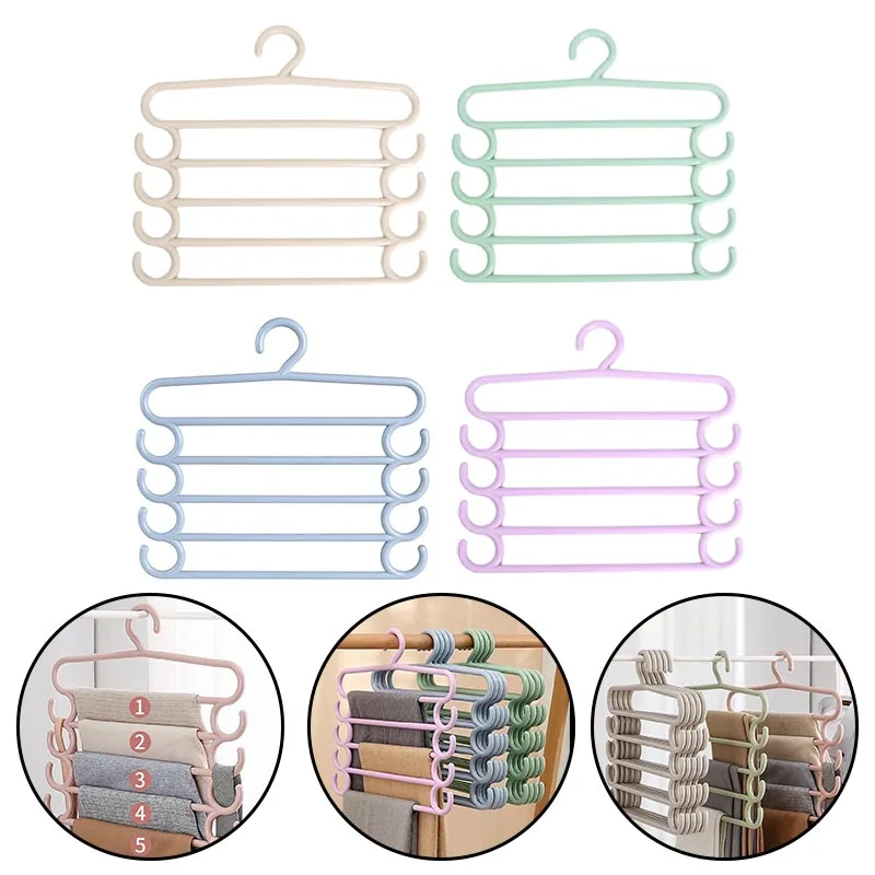 Pants Rack 5-layer Hanger Closet Storage Organizer Clothing Storage And Organization For Jeans/Dresses Household Saving Space