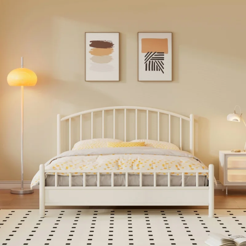 Iron girl princess bed iron frame double bed household small apartment simple modern children