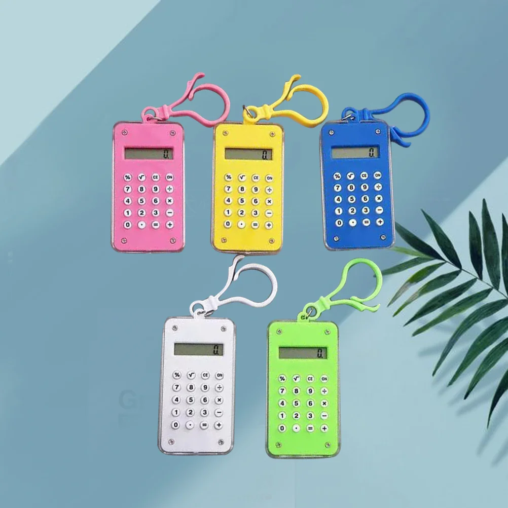 

5pcs Portable Calculator Mini Candy Color Tool School Office Use Ball Labyrinth Back Design Lightweight Compact Size