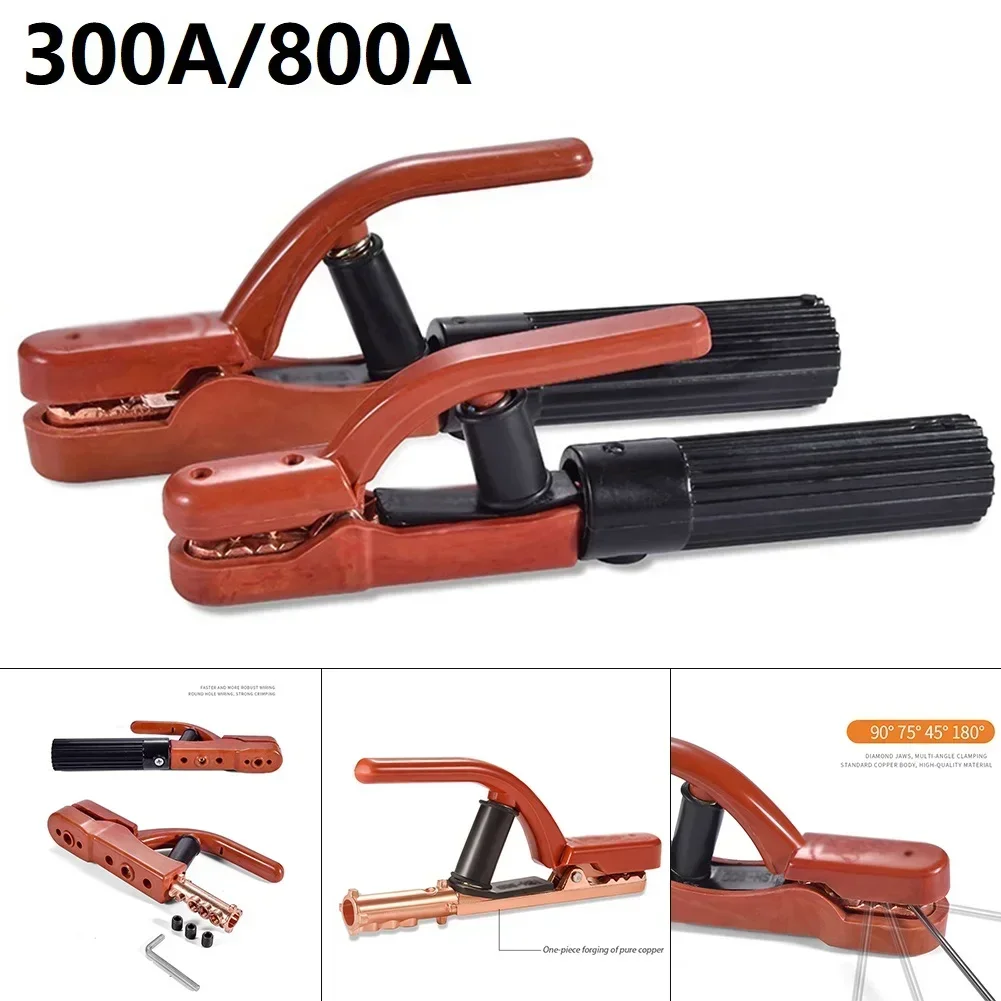 suporte de eletrodo de soldagem eletrodos de soldador bracadeira pincas de cobre altamente condutor para mma sti ck arco ferramenta de solda 1pc 300a 800a 01