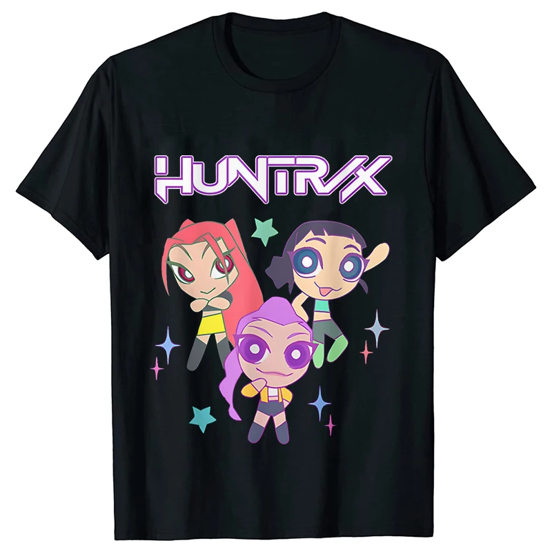 HUNTR/X 프린트 여성 티셔츠 하라주쿠 얼짱 패션 스트리트웨어 티셔츠 K팝 데몬 헌터 애니메이션 그래픽 Y2k 탑스 에스테틱 의류