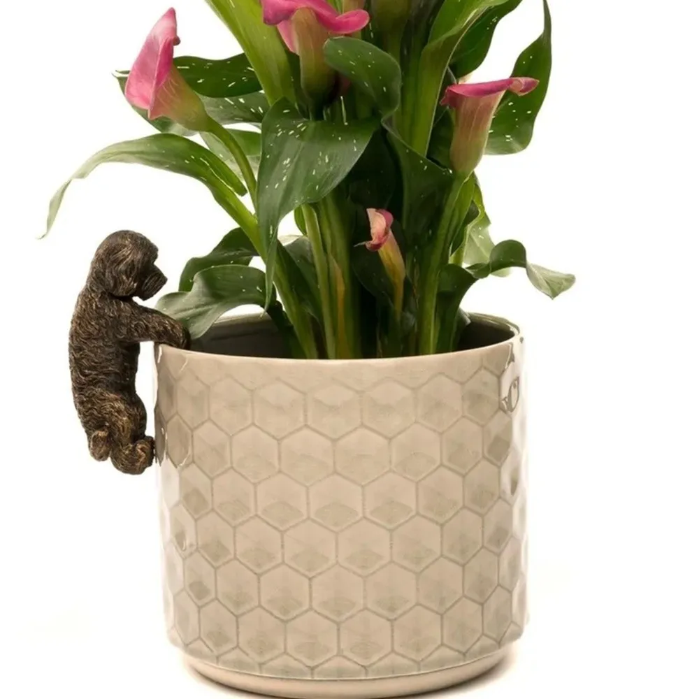 Potted Plant Partner Bronze Gecko Garden Decoration Hanging Decor Dog Puppy Resin Ornament Gecko Pot Buddies Garden Figurine
