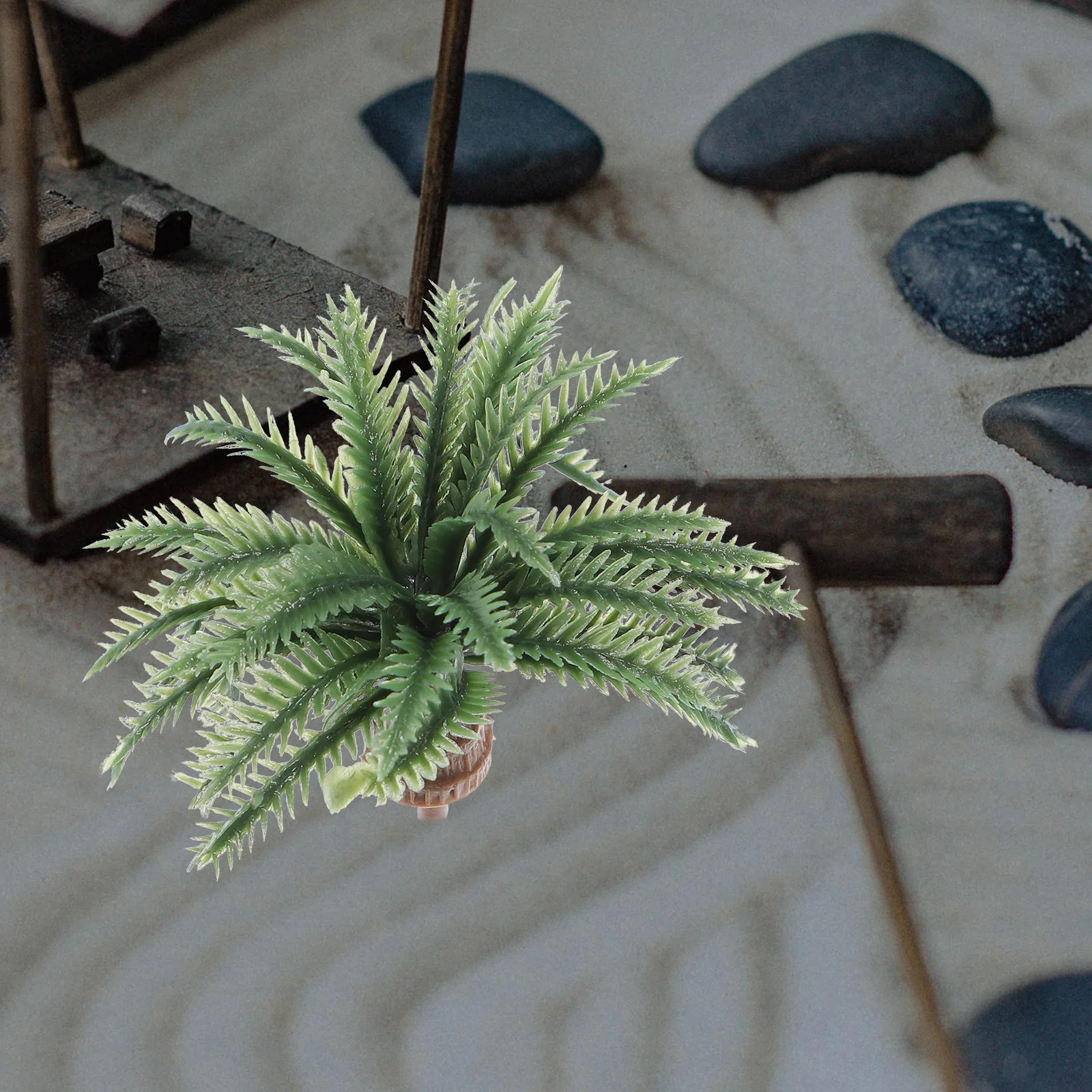 10 pçs modelo de coqueiro falso decoração do quarto plantadores de parede de palmeira artificial com plantas mesa de areia adorno em miniatura