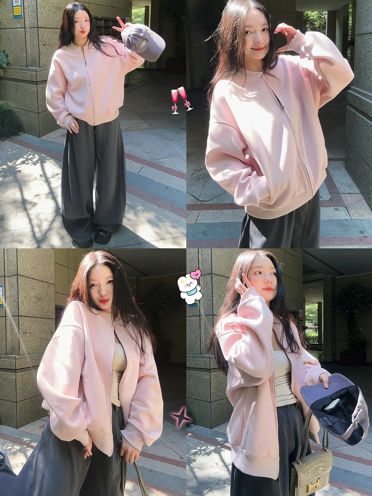 

Женская повседневная куртка JDL MODE 2025 свободного кроя на молнии, розовая, в стиле бейсбольной куртки, универсальная верхняя одежда