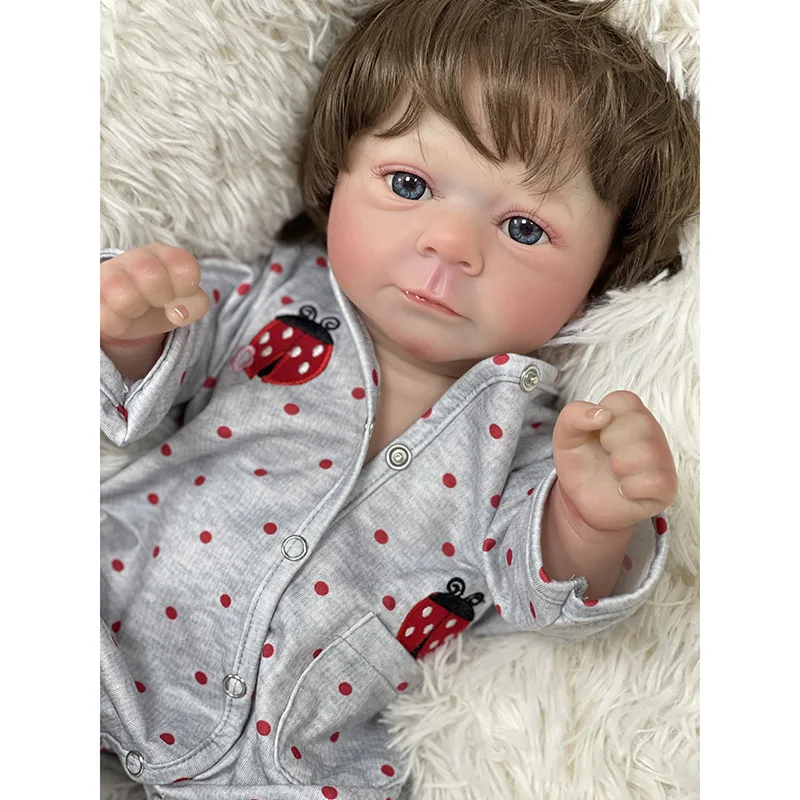 49CM Full Body Already Painted  Reborn Baby Doll Felicia Same as Picture Lifelike Soft Touch3D Skin Hand-Root Hair Visible