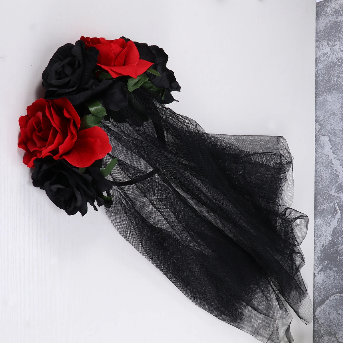 

Black Gauze Cloth Headband Rose Flower Headdress Women Headwear Party Cosplay Hair Accessories Headband
