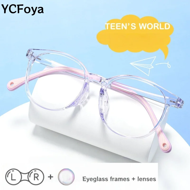 

Children's Anti blue light Prescription Eyeglasses Tr90 Silicone Flexible Circular Protective Glasses for Boys and Girls 6613ET