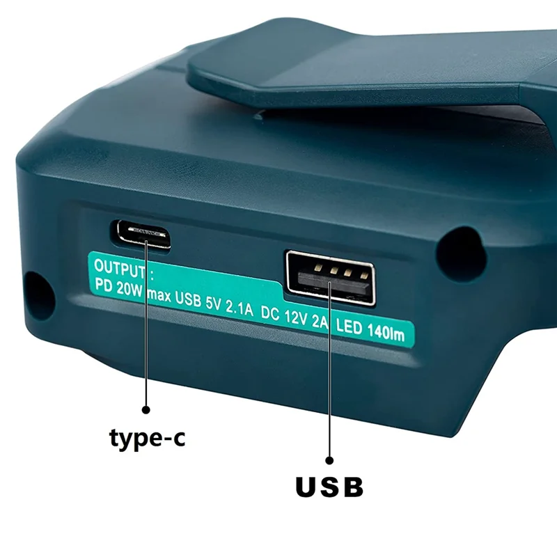 Makita-Port de convertisseur USB de type C avec lumière LED, budgétaire, lumière extérieure, batterie de discussion, ADP05, 14.4V, 18V