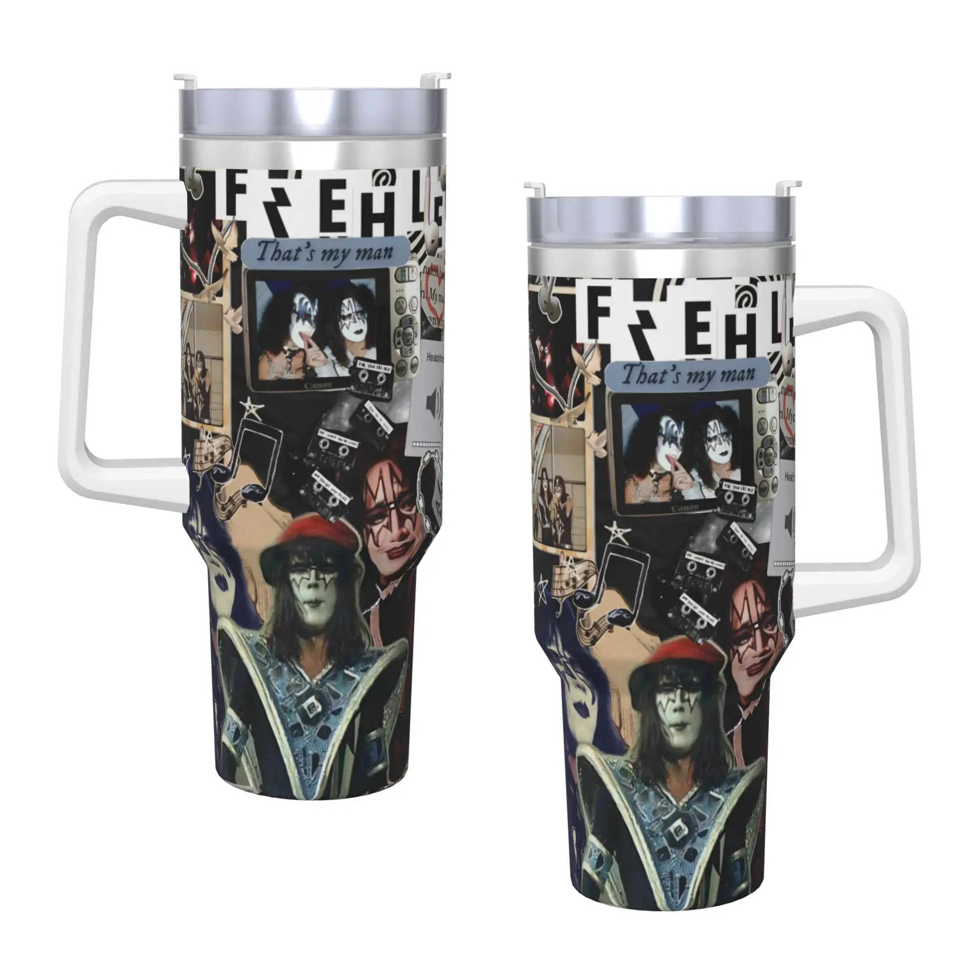 تذكر Ace Frehlys 1951-2025 بهلوان من الفولاذ المقاوم للصدأ أكواب القيادة كوب كبير كوب حراري للمشروبات الساخنة زجاجة ماء الحليب والشاي