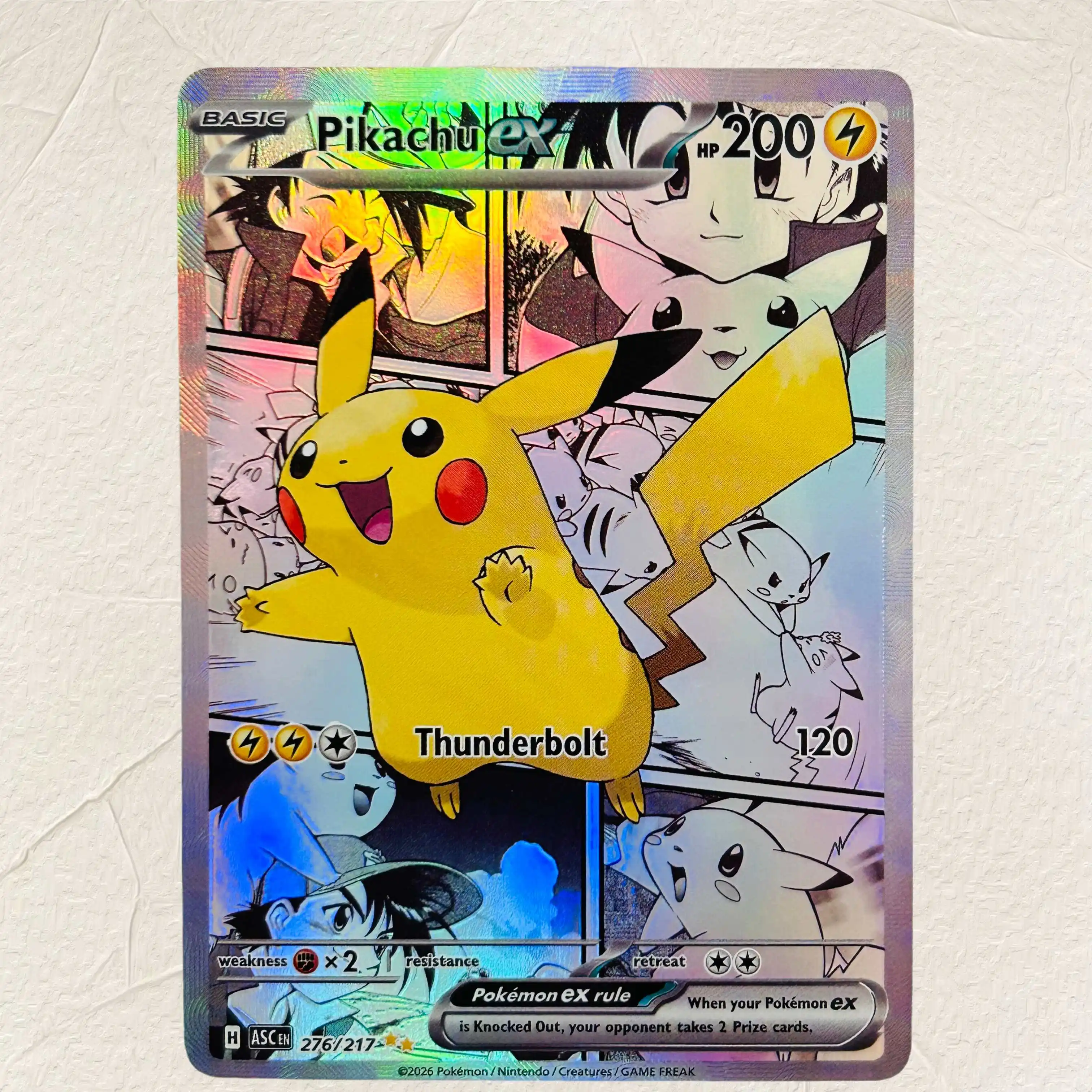 

DIY Pokemon Pikachu ex 276/217 Holographic Texture Cards English Version Perfect Condition Classic Anime Collectible TCG