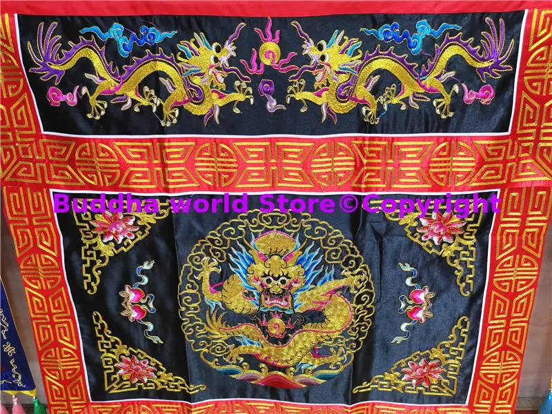 2024 Taoist Buddhist supply HOME Temple Worship golden LOONG Altar Auspicious Dragon Embroidery table enclosure Curtain