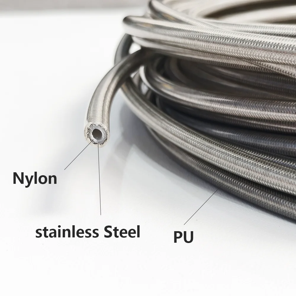 M10 30 cm -240cm 0°-28°-90° Universal Motorcycle Oil Hose Braided Steel Hydraulic Reinforce Brake Cable Clutch Pipe