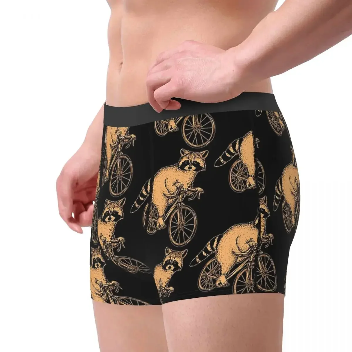 Bike Biker Cycle Bicycle Racing Cute Racoon Underpants Breathbale Panties Men's Underwear Print Shorts Boxer Briefs