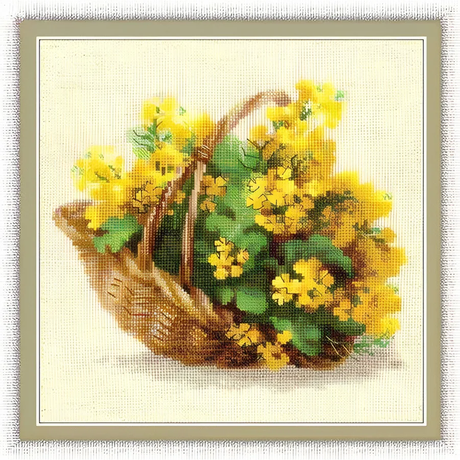 

MM Gold Collection Counted Cross Stitch Kit Cross stitch RS cotton with cross stitch no print Riolis 1502 a basket of canola