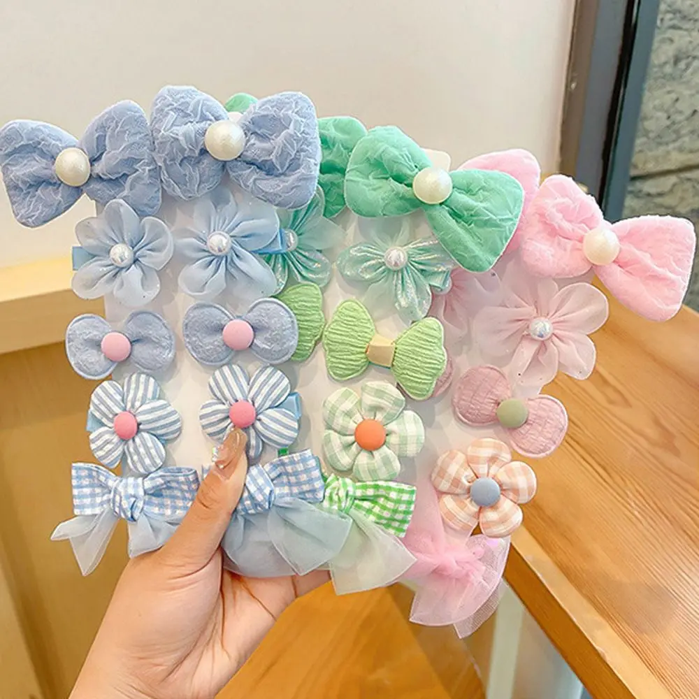 10pcs New Cute Hair Clips Bow Flower Multicolor Bangs Broken Hairpin Sweet Headdress Side Barrettes