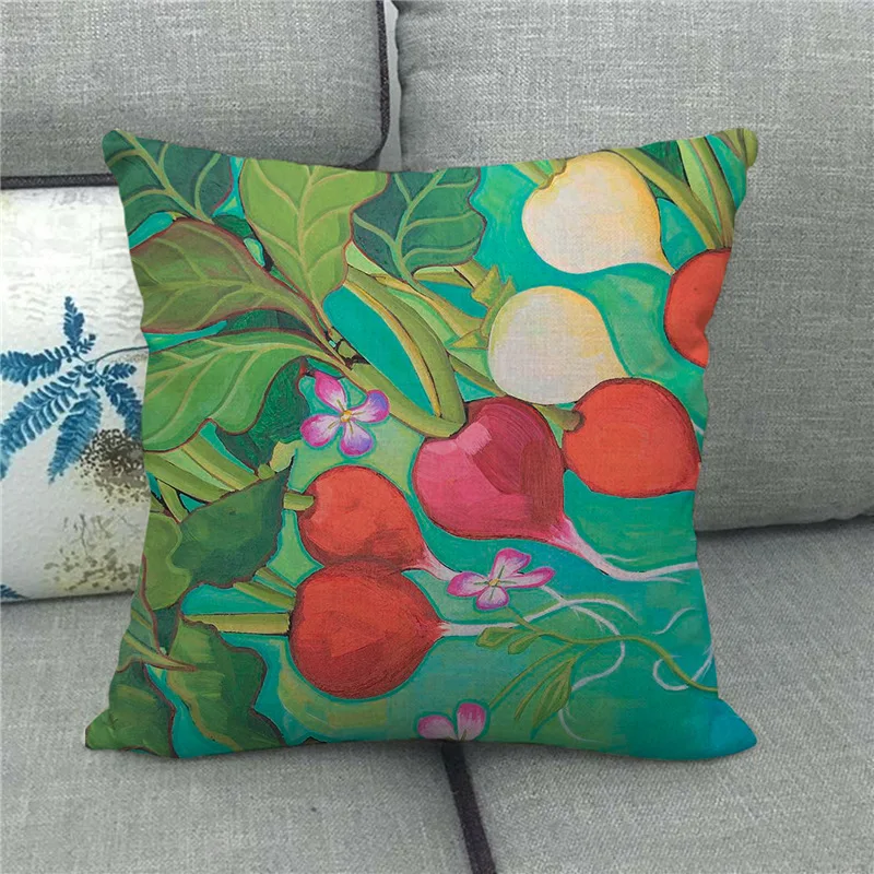 Linen Pillow Cover Thanksgiving Painted Pumpkin Cushion Cover 50x50 cm Home Living Room Garden Seating Bench Decor Pillowcases