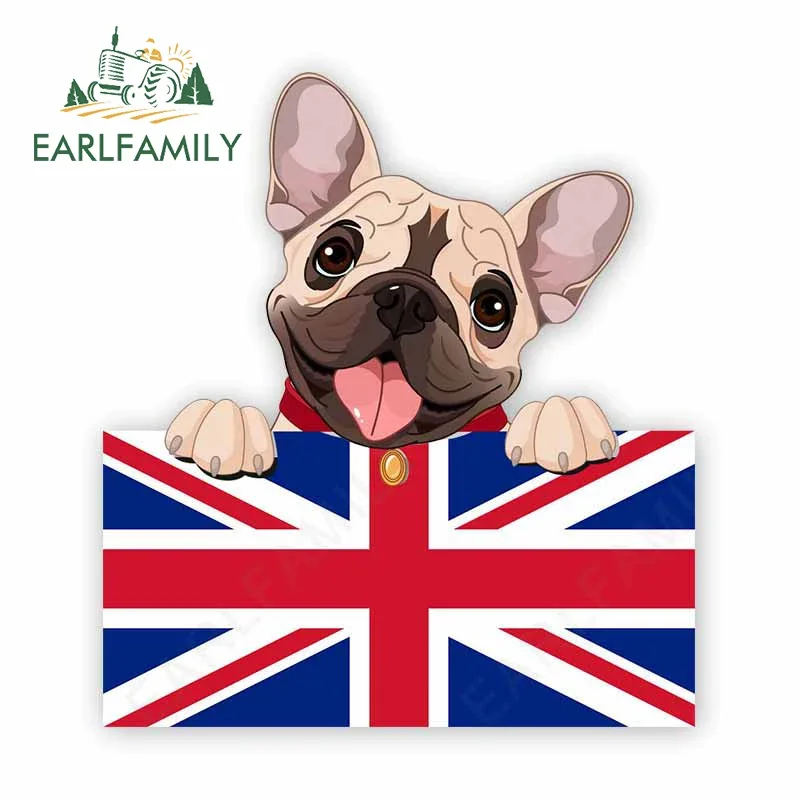 EARLFAMILY 13cm x 11.7cm for Bulldog England Flag Vinyl Car Stickers Motorcycle Surfboard Decal Trunk Campervan Funny Decals