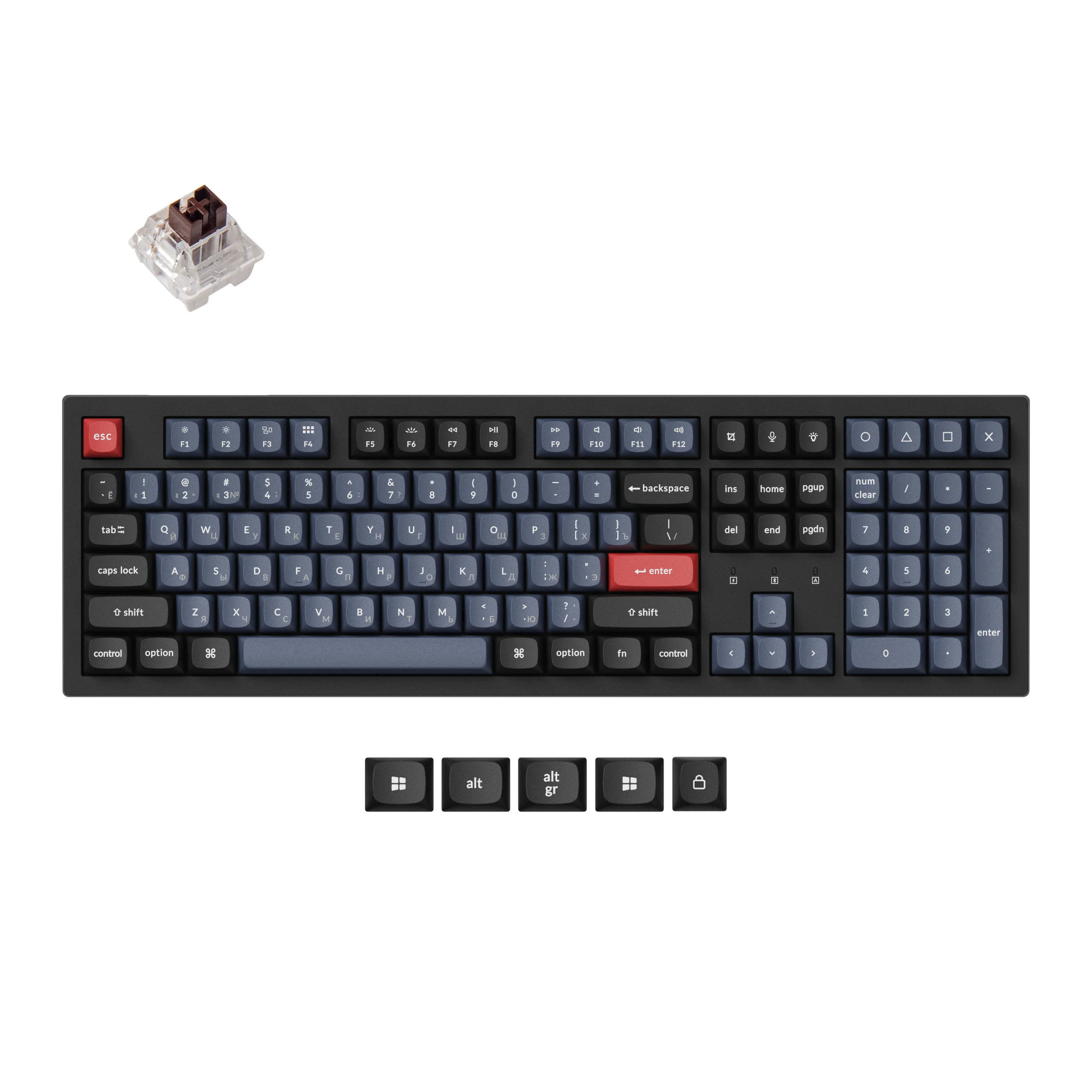 

Keychron K10 Pro QMK/VIA Wireless Mechanical Keyboard Russian Layout Hot-Swappable Double-Shot PBT Keycaps RGB Backlight