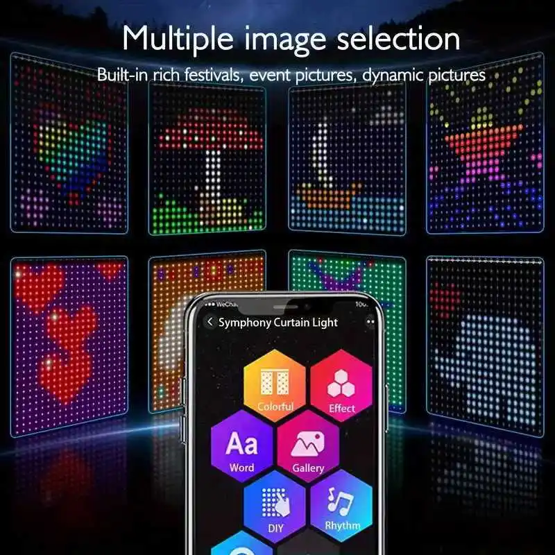 الذكية LED الستار سلسلة أضواء في الهواء الطلق زينة عيد الميلاد متزامن الموسيقى المحلية التحكم عن بعد حكاية خرافية تحت عنوان