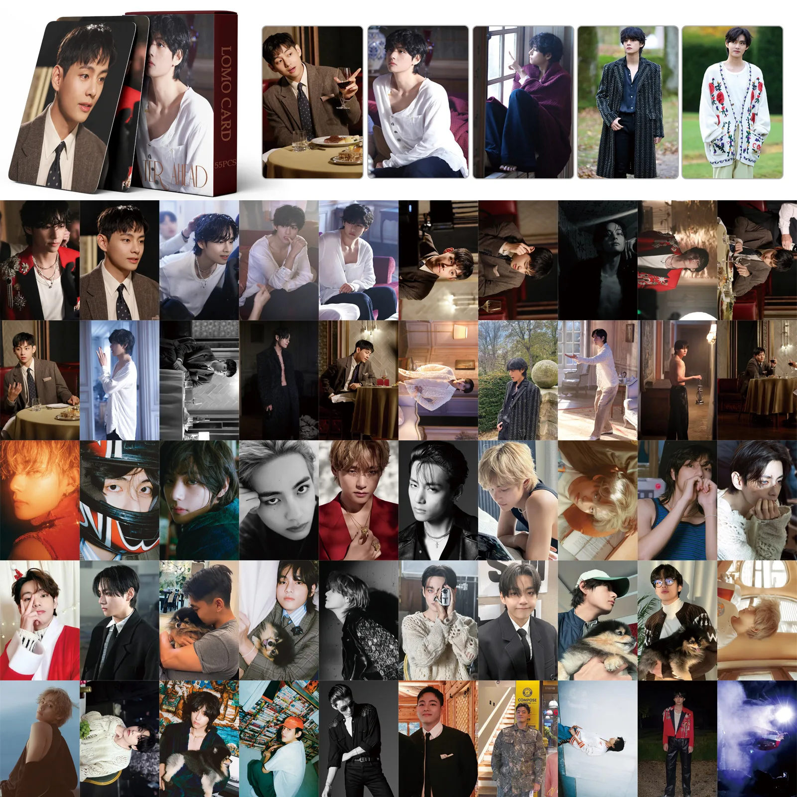 55Pcs/Set Kpop V New Album WINTER AHEAD Lomo Card Postcard Photo Print Cards Picture For Fans Collectible Cards