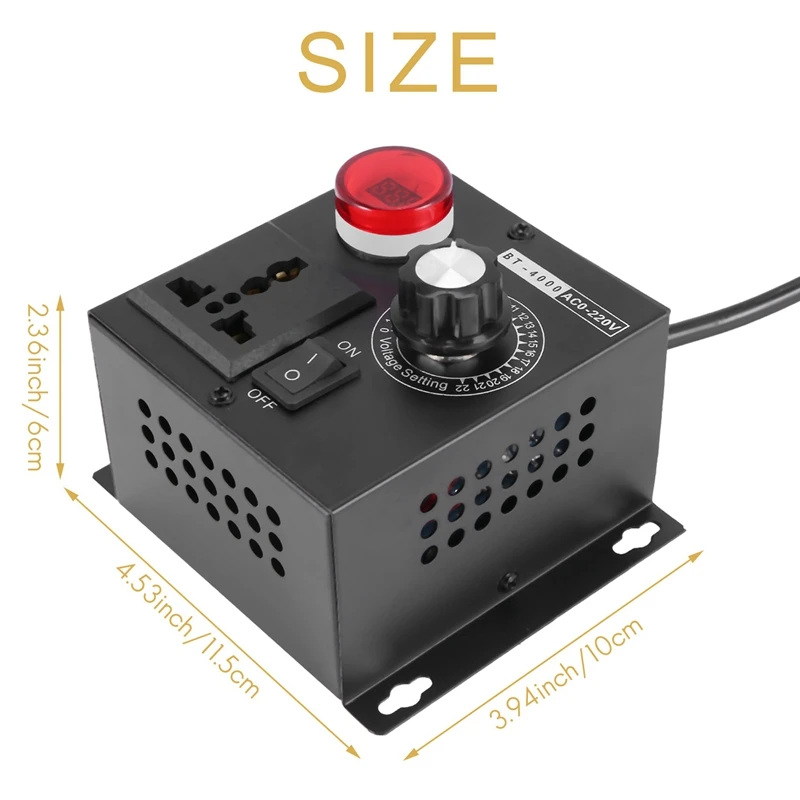 Ac220v 4000 واط Scr الإلكترونية الجهد المنظم درجة الحرارة المحرك مروحة سرعة تحكم باهتة أداة كهربائية قابل للتعديل ، الاتحاد الأوروبي التوصيل