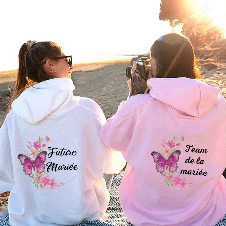 EVJF Future Bride Pullover Hoodies French Women's Bridal Wedding Team Bride Hooded Sweatshirts Bachelorette Hen Party Outerwears