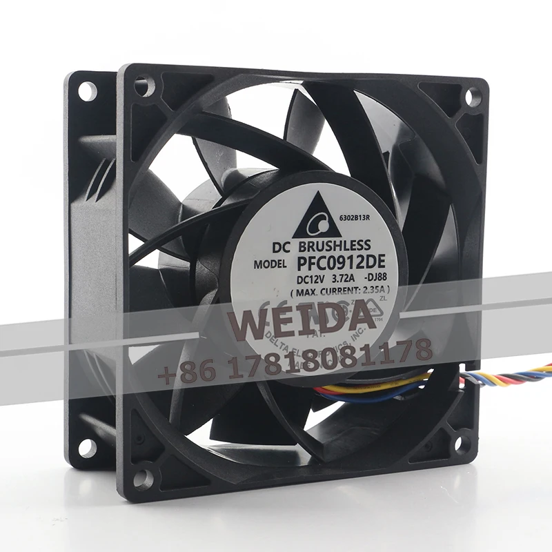 9CM New Delta PFC0912DE-DJ88 9038 3.72A 12V Server High-Pressure Temperature Control 90X90X38MM Cooling Fan