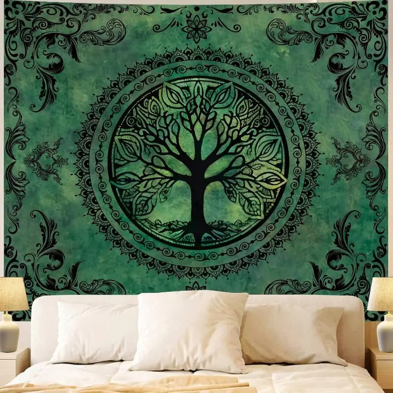 VIKAMA Bohemian Mandala Life Tree Sun Moon Tapestry Hippie Wall Hanging Bedroom Living Room Dormitory Home Decoration