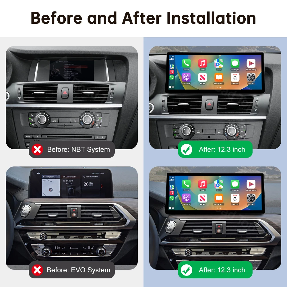 شاشة لمس لينكس 12.3 بوصة لسيارات BMW X3 X4 F25 F26 2011-2022 CIC NBT EVO شاشة الوسائط المتعددة مع CarPlay Android Auto اللاسلكية #4