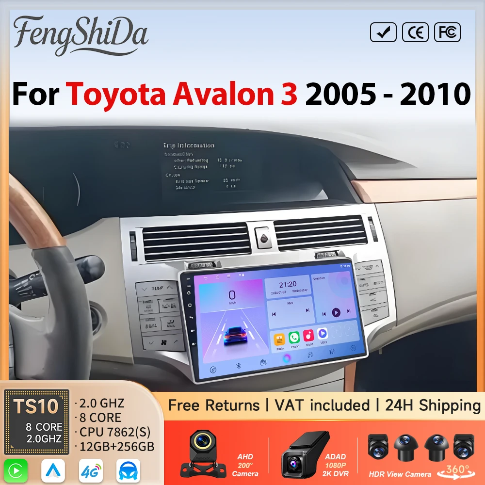 Car Radio Android 16 Auto For Toyota Avalon 3 2005 2006 2007 2008 2009- 2010 Carplay Screen Bluetooth Stereo Multimedia Player