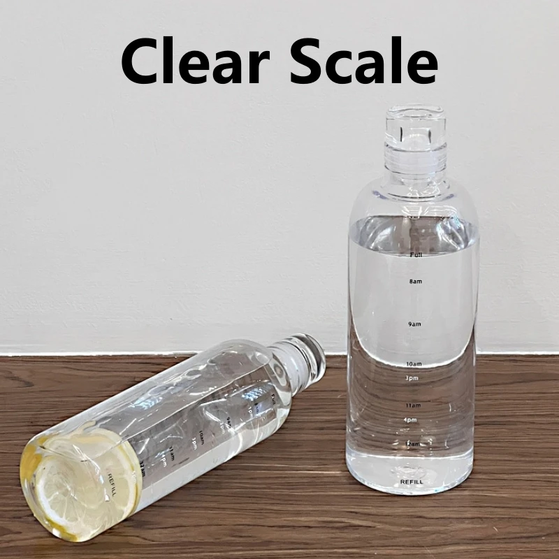 300-1000ml Glass Water Bottle Large Capacity with Time Marker Cover for Water Drink Outdoor PortableTransparent Milk Juice Cup