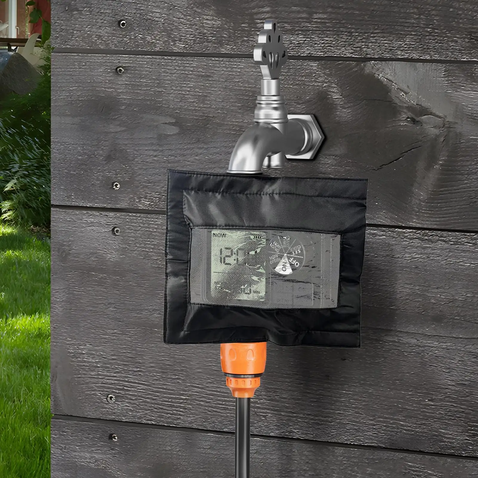 خرطوم سقي الموقت حامي خرطوم الحديقة الموقت درع مع نافذة أمامية واضحة حماية من الأشعة فوق البنفسجية قماش أكسفورد الري في الهواء الطلق #2