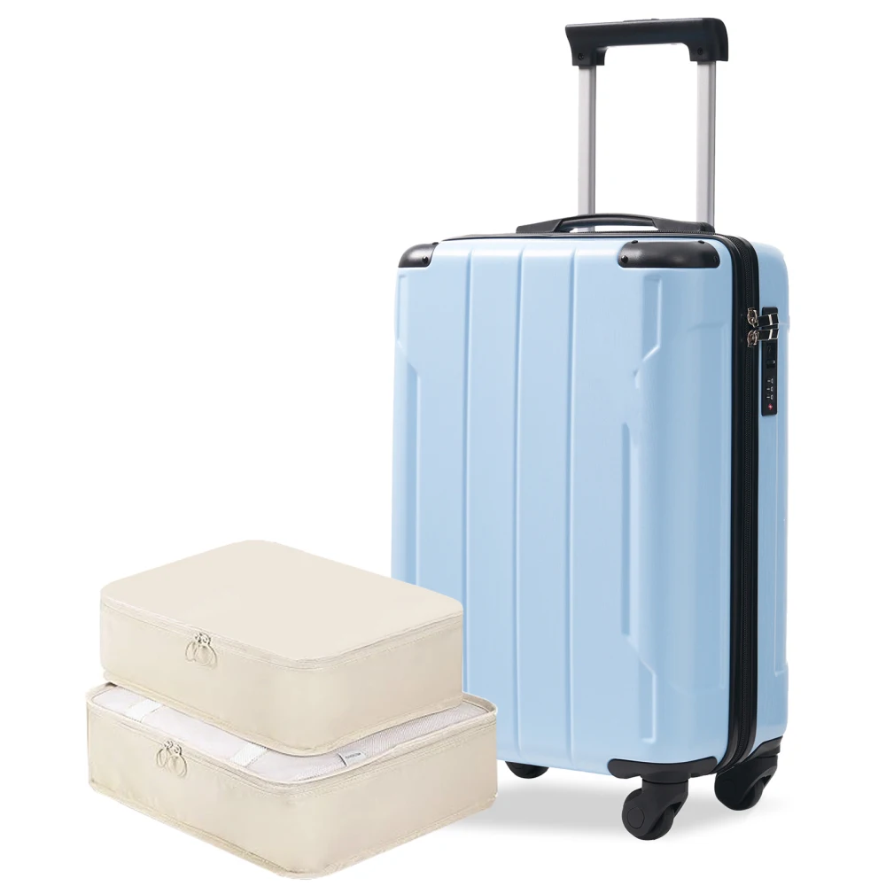 

20-Inch Hardshell Carry-On Luggage, Built-in TSA Lock, 2 Packing Cubes, Skyblue