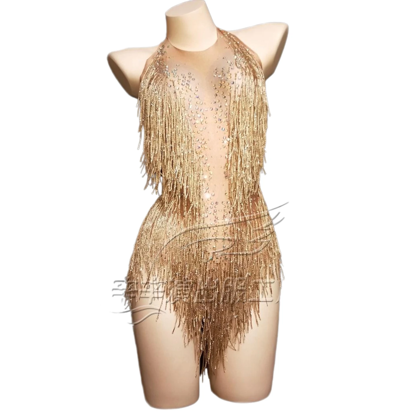 Women New Red Tassel Sexy Shiny Rhinestone Bodysuit Party Bar Stage Outfits Dj Female Singer Performance Costume Dance Wears