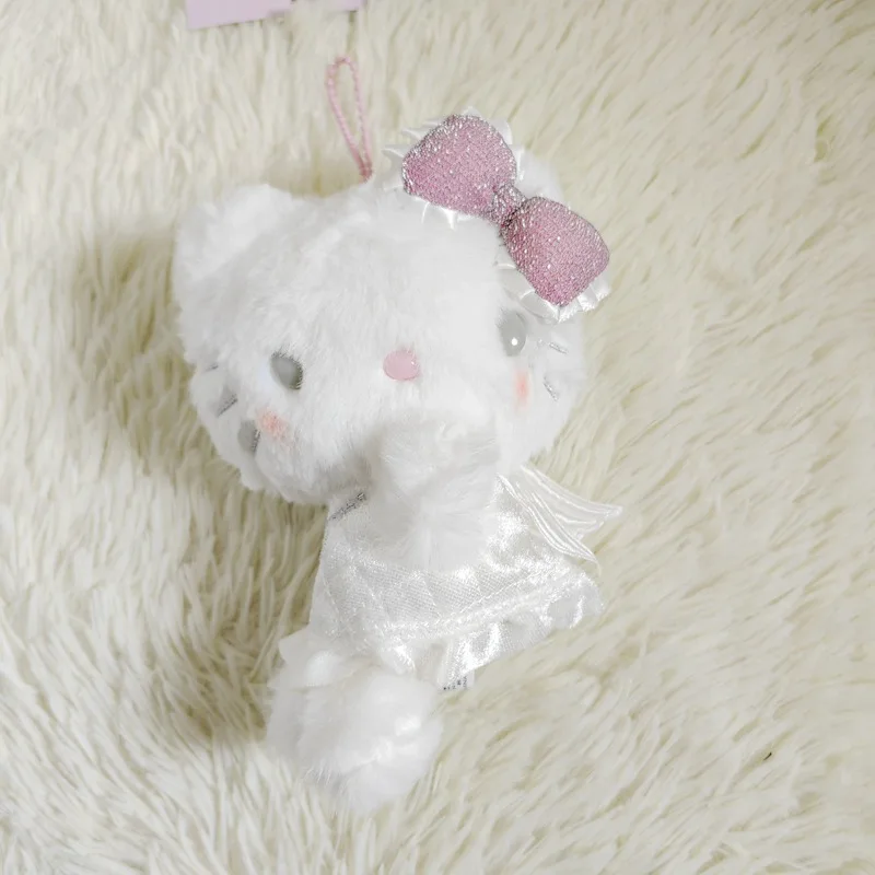 Porte-clés en peluche Hello Kitty ange diable, breloque de chat double visage mignon pour sac à main, cadeau