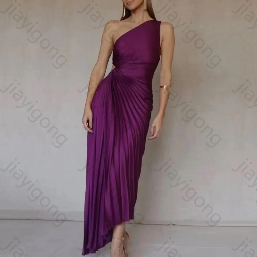 فساتين سهرة بكتف واحد مطوي بدون ظهر أنيقة غير منتظمة فستان المشاهير رائع عالي الجودة للحفلات الراقصة مخصص #1