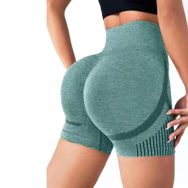 Pantalones cortos de Yoga transfronterizos miel glúteos deportes cintura alta Abdomen estiramiento ajustado antideslumbrante Fitness de secado rápido