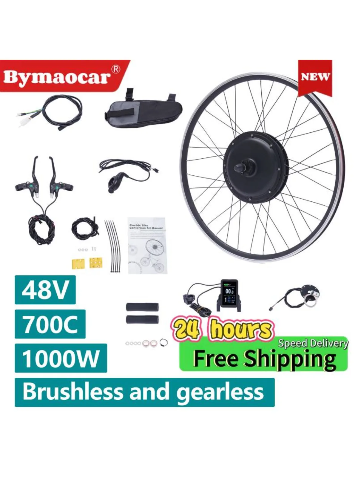 

48V 1000W Electric Bicycle Conversion Kit 20inch E-Bike Front Wheel Hub Motor Conversion Kit 50KM/H High Speed SW-810LED Display