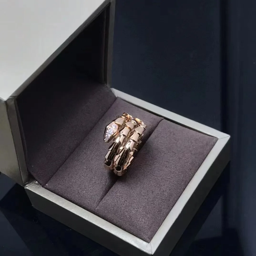 Best-selling new 925 sterling silver all diamond snake bone ring lady personality fashion luxury brand party couple gift