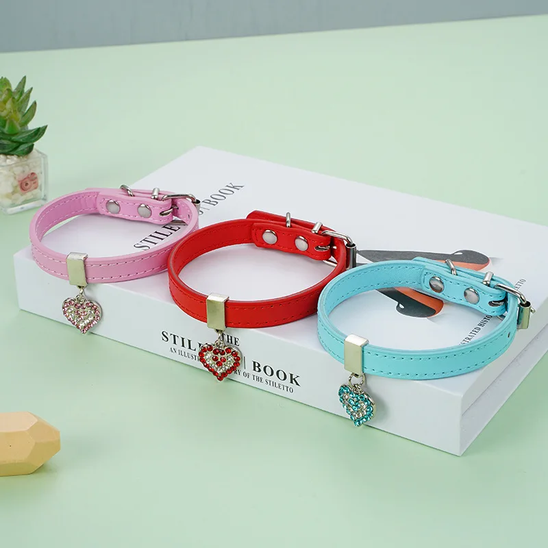 

New Original Pet Collar Decor with Love Necklace Safety Buckle Adjustable Chain For Small Dog Cat Accessories Pet Decoration