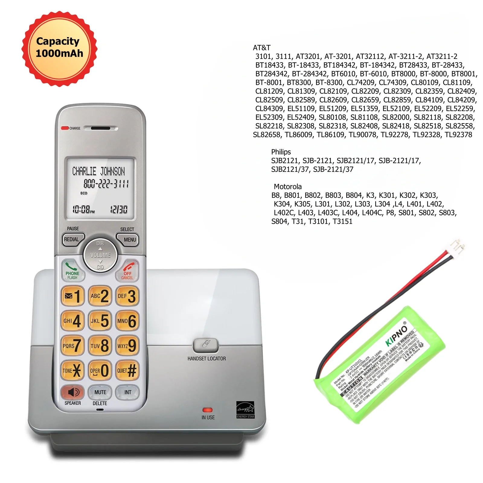 

2.4V 900mAh BT-1011 Rechargeable Ni-MH Battery For Cordless Home Phone BT101 BT8001 BT-694 BT1018 CPH-515D Uniden Battery