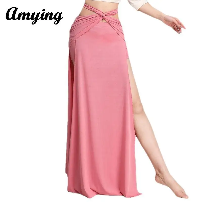 

Ladies Sexy Belly Dance Sexy Slim Split Long Dress Belly Dance Training Suit New Half Skirt Elegant Skirt Goddess Clothing