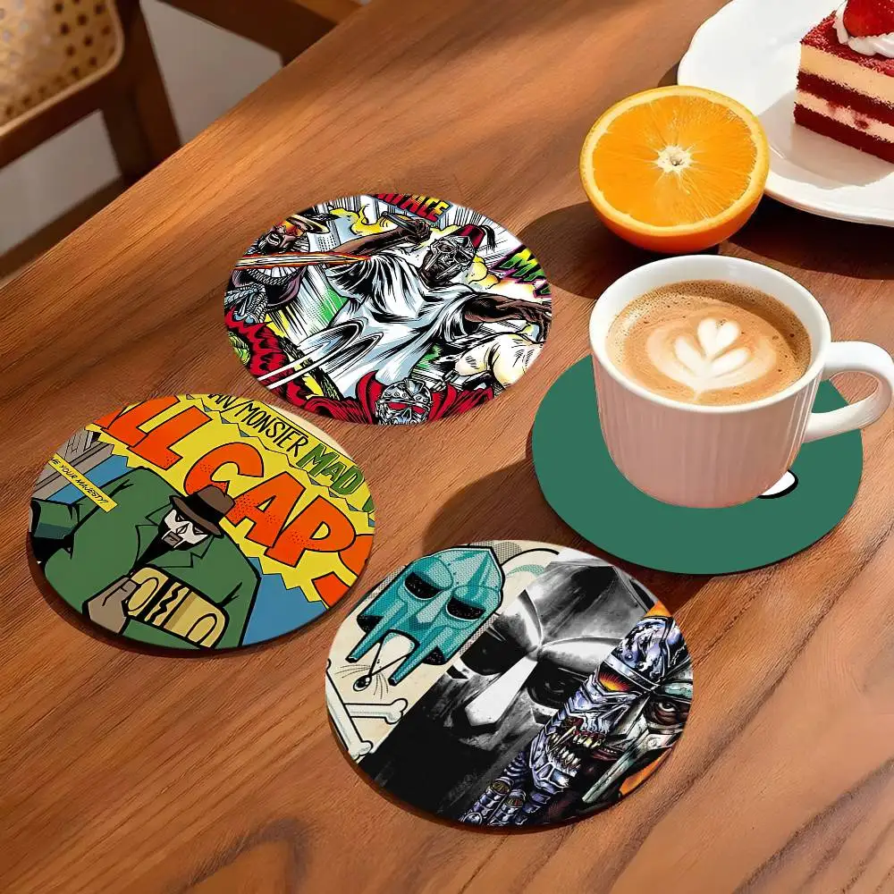 M-MF D-DOOM Rapper Coasters 10cm Round Wooden Suitable For Drinks Tea Coffee Home Gift Choice Holidays
