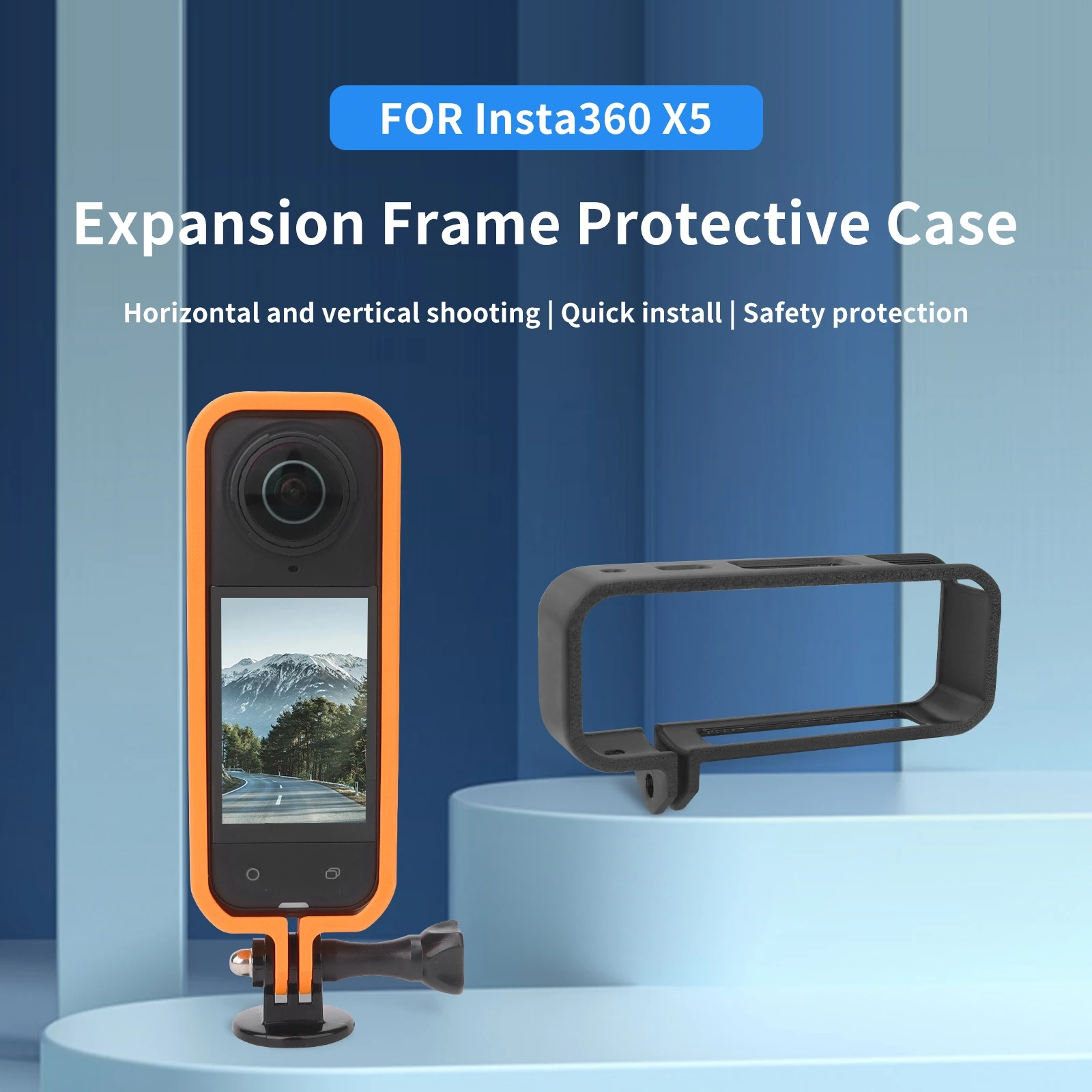 

for Insta360 X5 Protective Bezel X5 Panoramic Camera Horizontal and Vertical 2 Claws Interface Shooting Protective Cover Orange