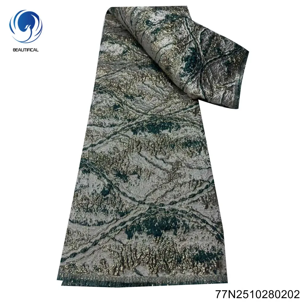 

2025 New Retro African Jacquard Lace Embroidery Design, Luxurious Party and Banquet Dress 77N25102802