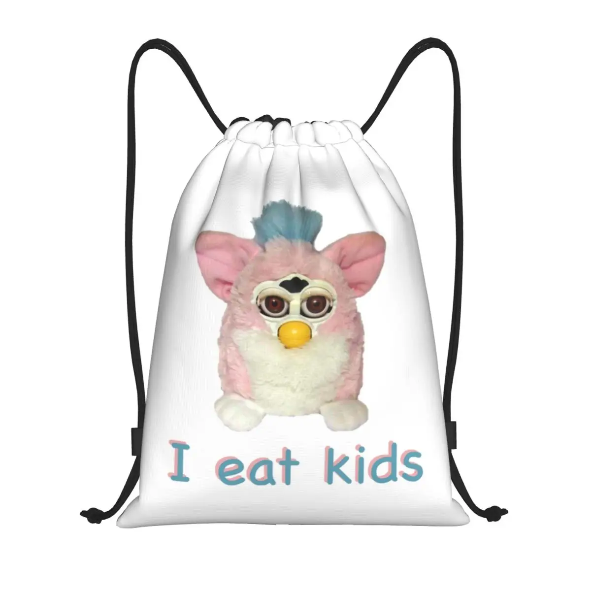 Custom Furbys I Eat Drawstring Bags for Training Yoga Backpacks Men Women Cartoon Animal Robot Sports Gym Sackpack